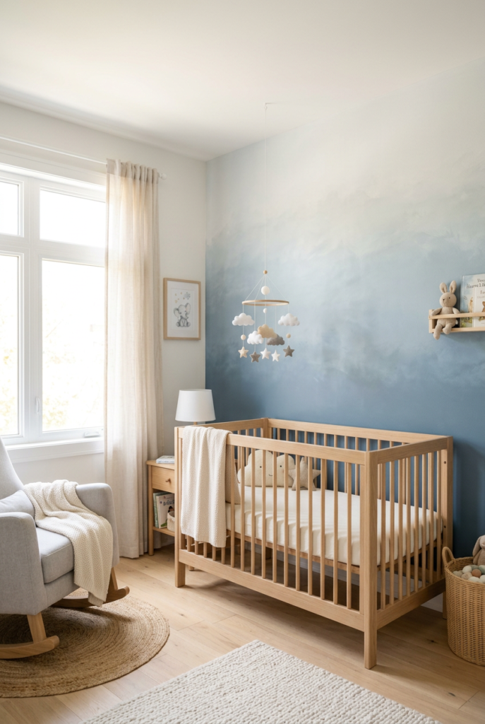 Ombre Painted Nursery Accent Wall