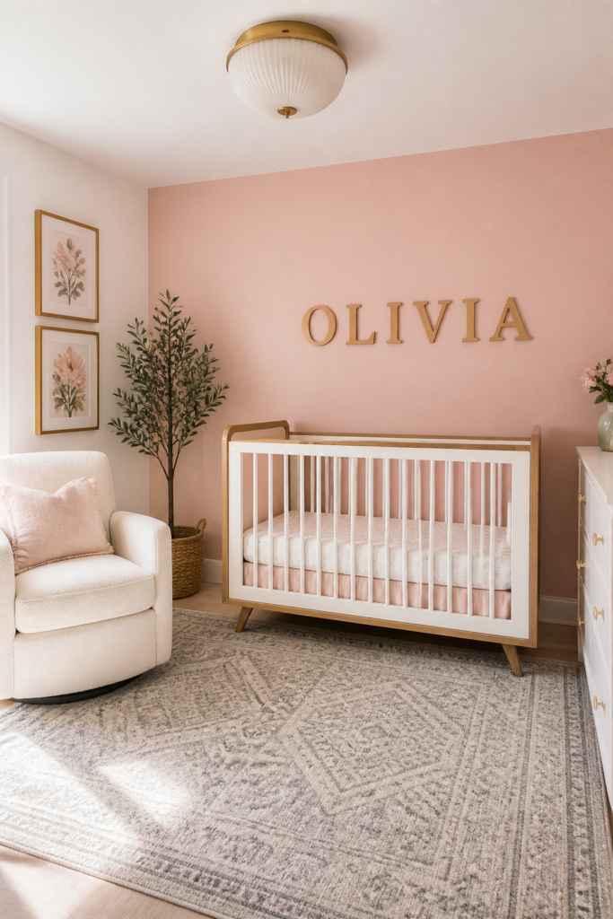 Pink Nursery with Gold Accents