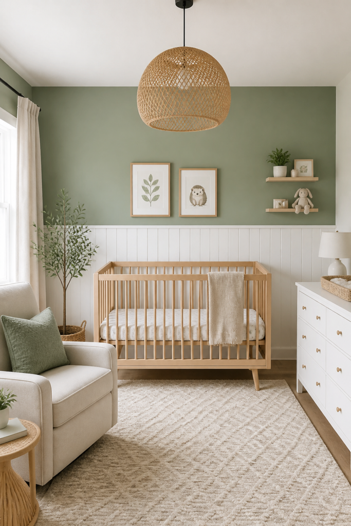 Sage Green Nursery with Beadboard and Paint