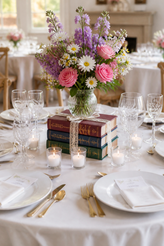 Stacked Book Centerpiece