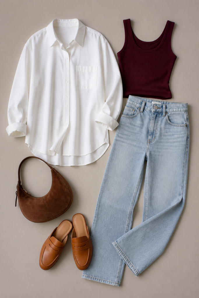 Straight Leg Jeans And A Relaxed Button-Down