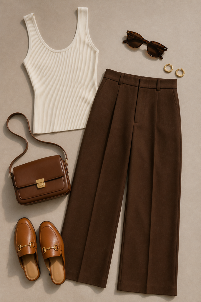 Tailored Wide Leg Trousers And A Knit Top