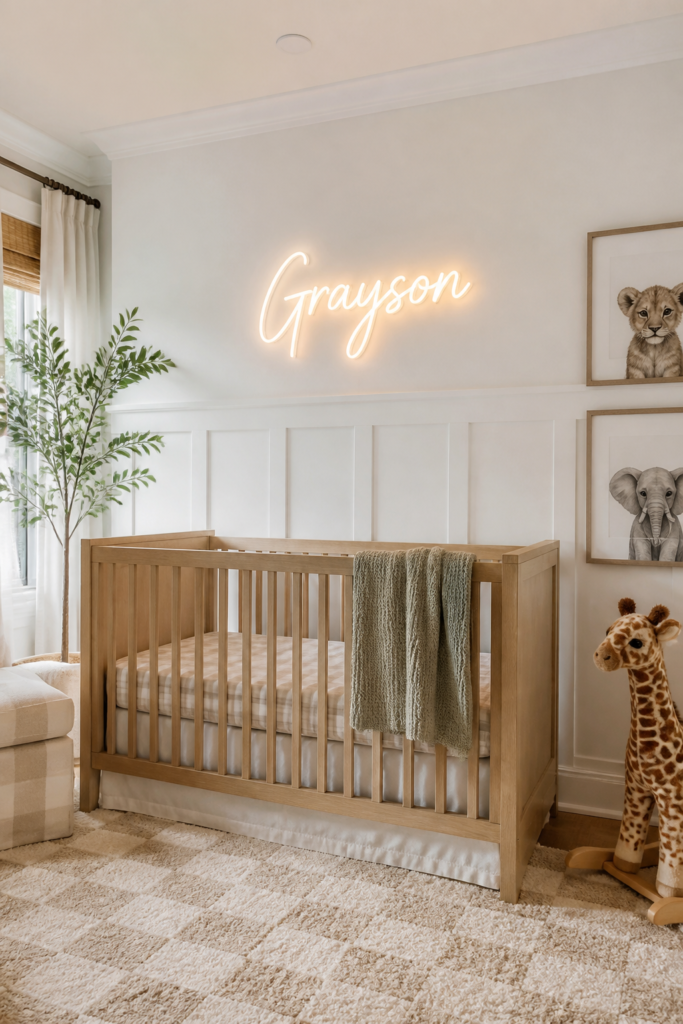 Traditional Wainscoting Nursery Accent Wall
