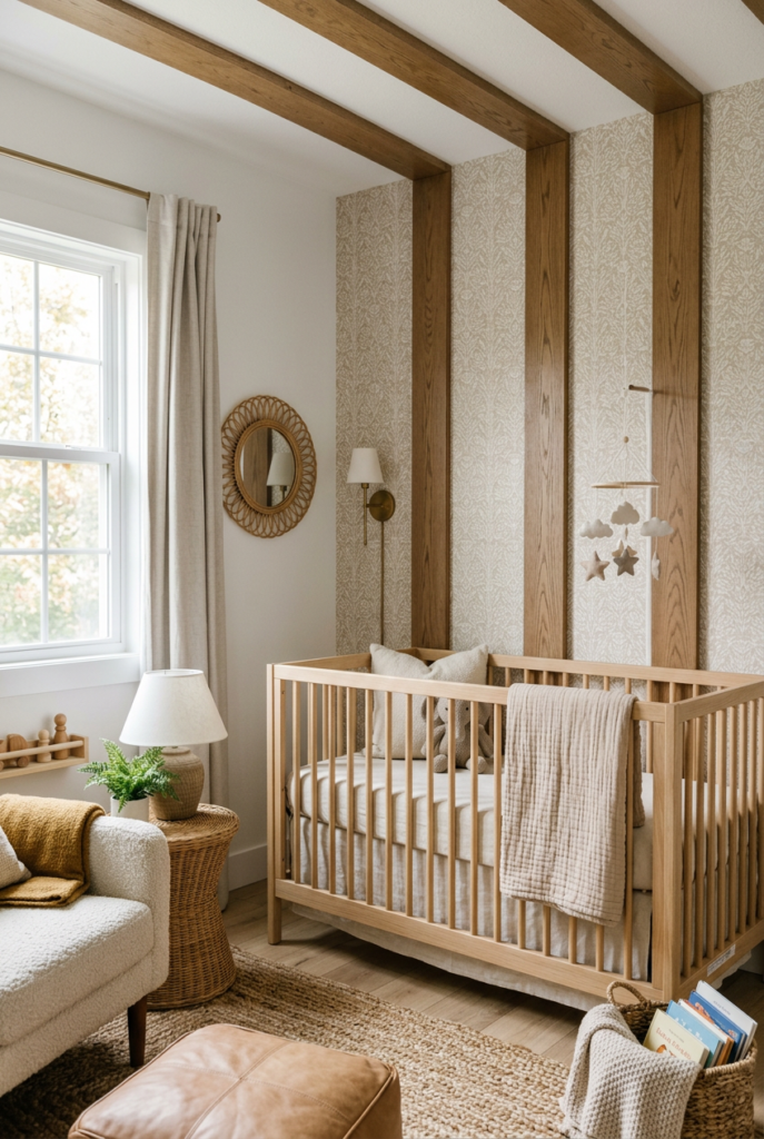 Wallpaper with Layered Stained Wood Boards