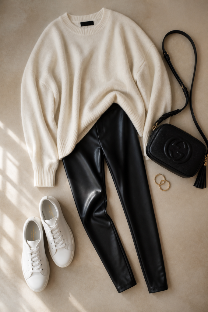 Leather Leggings and an Oversized Cashmere Sweater