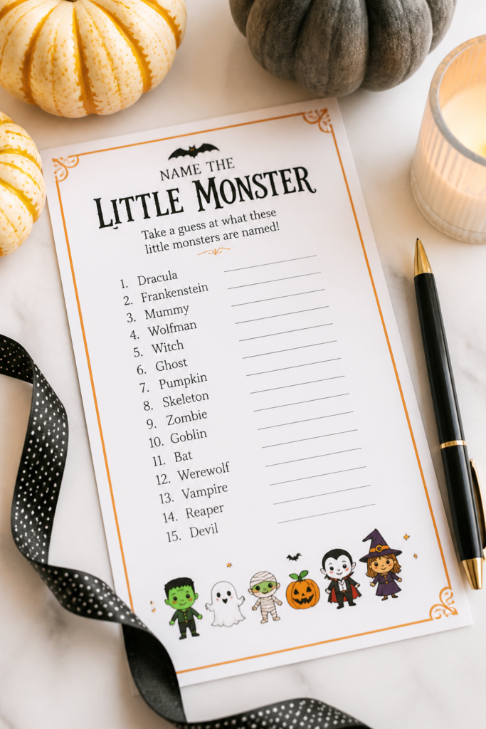 Name the Little Monster Baby Shower Game
