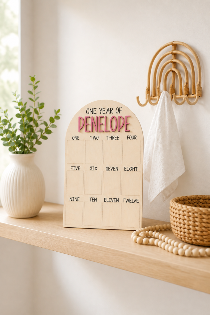 Simple Neutral Nursery Shelf Decor