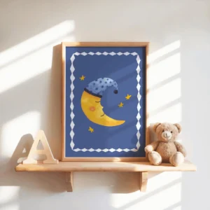 Sleepy Moon Nursery Print