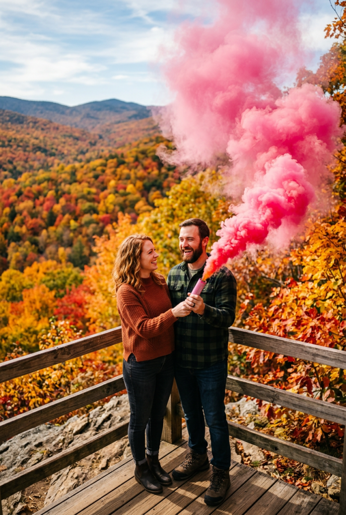 Smoke Bomb Fall Foliage Gender Reveal