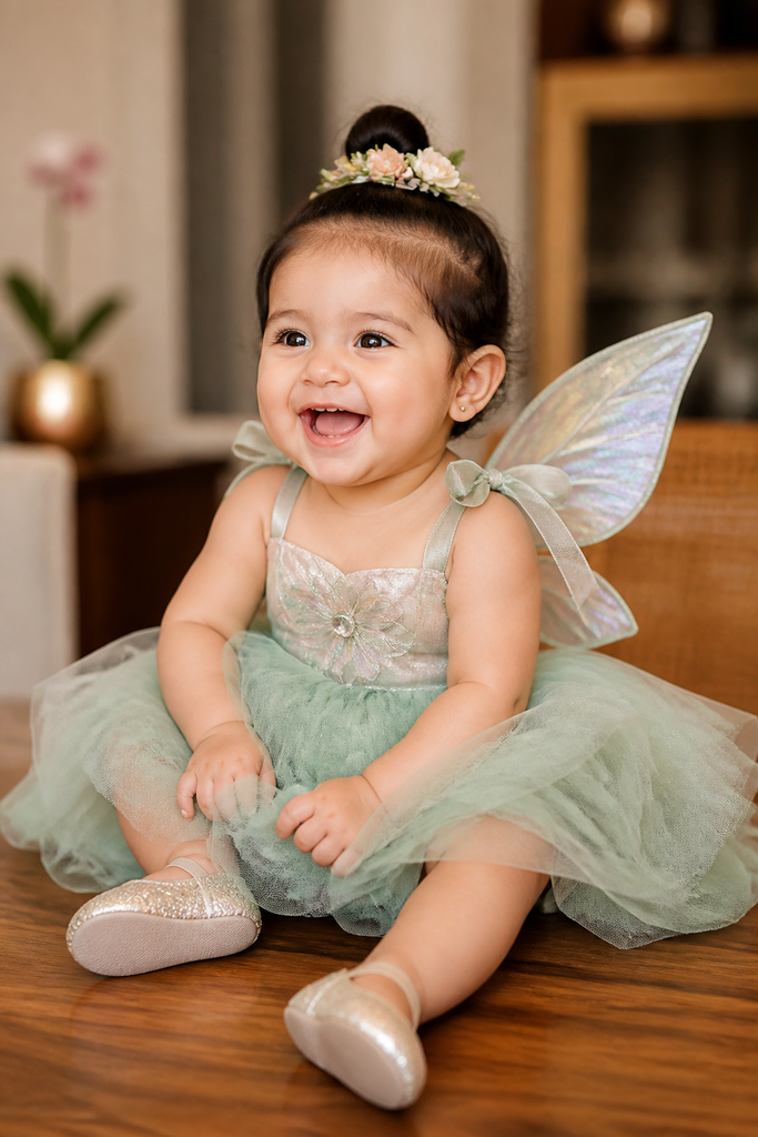 Baby Girl Fairy Character Costume (Green Fairy-Inspired)