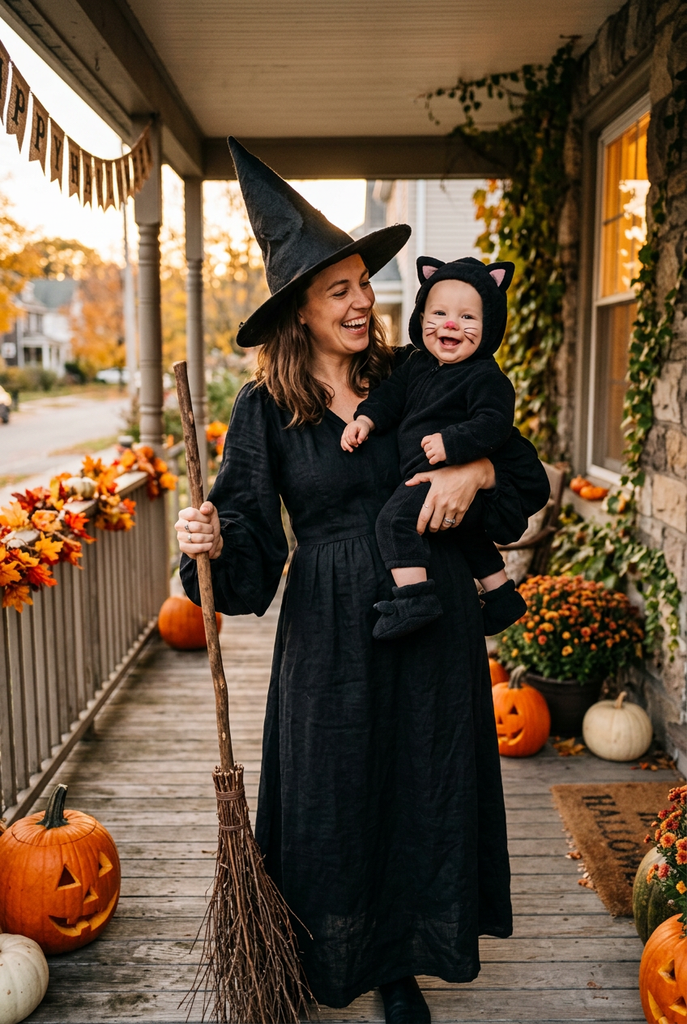 Mama Witch and Baby Black Cat