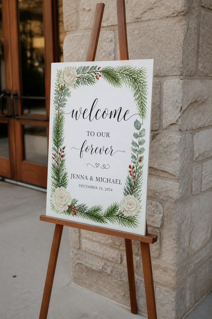 Personalized Welcome Sign with Winter Florals