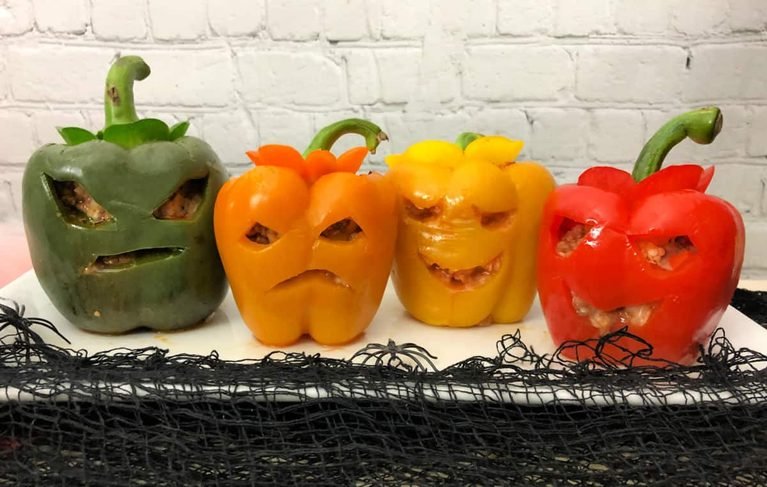 Stuffed Jack-O-Lantern Peppers