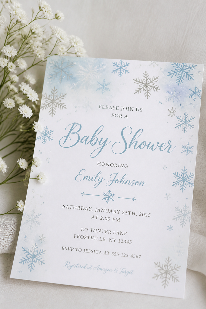 Watercolor Snowflake Invitation